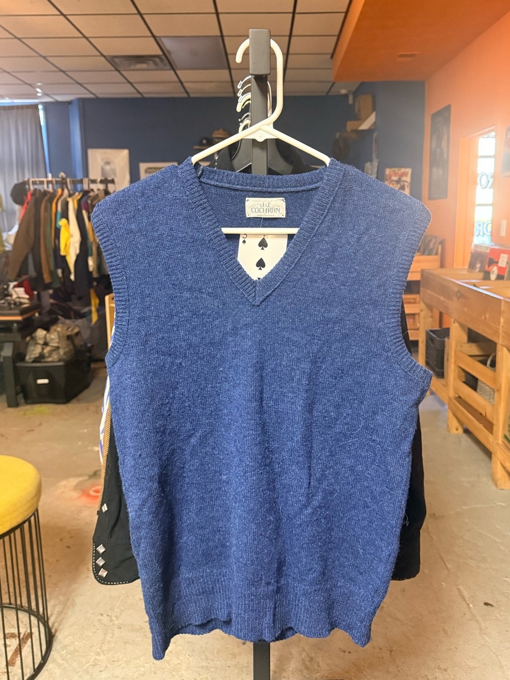 Classic Men’s V-Neck Sweater Vest in Navy Blue